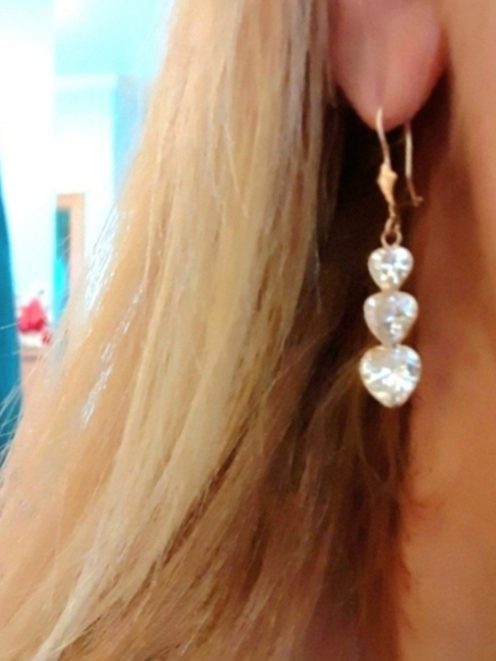 14kt Solid Yellow Gold Heart Chandelier Earrings
